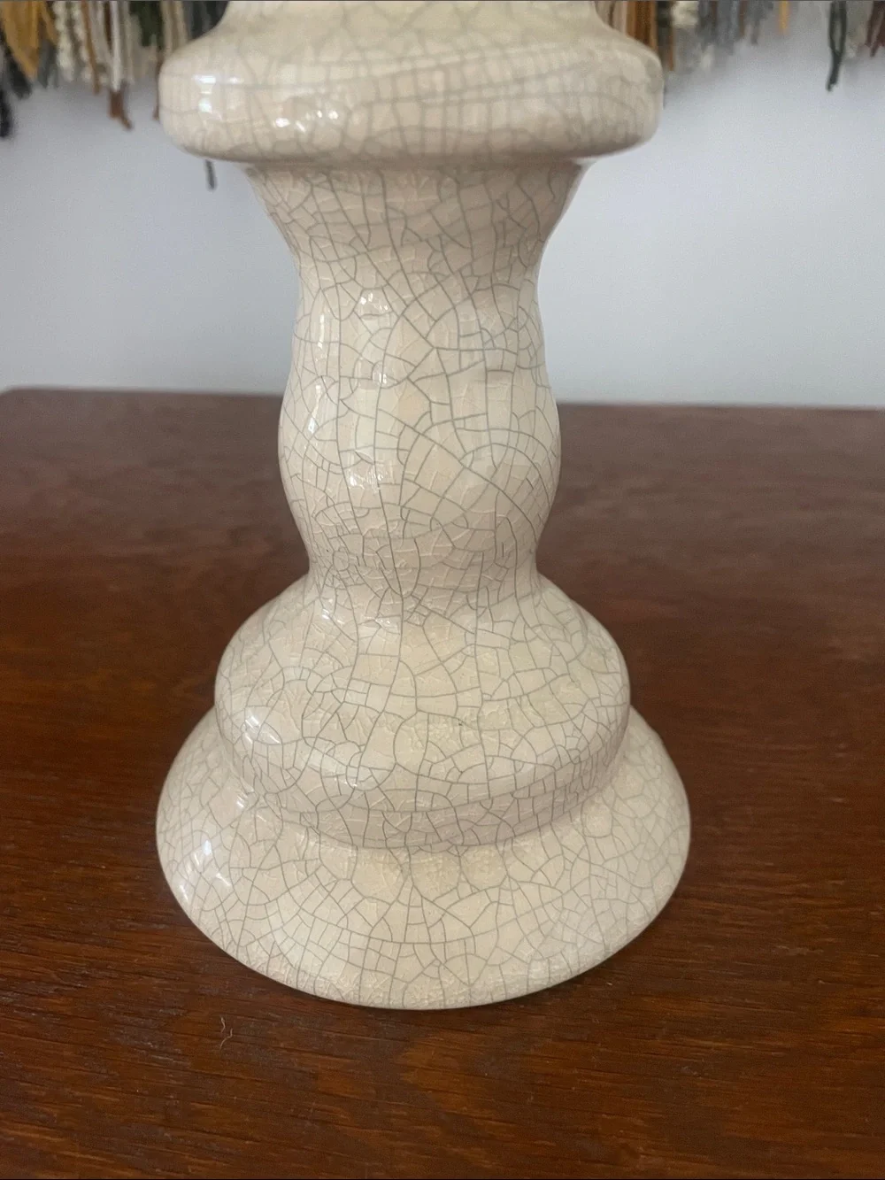 Cream with a crackle look pillar candle holder
